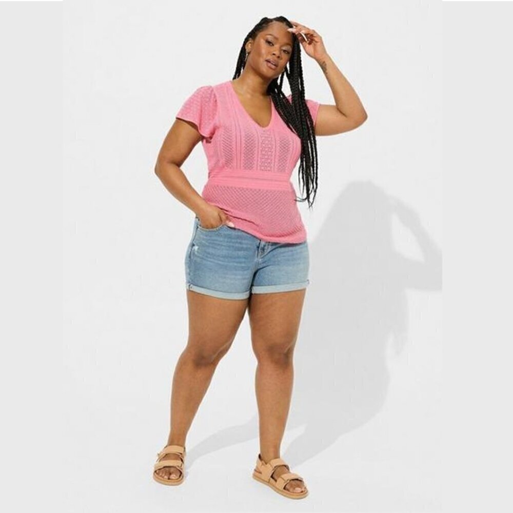 Torrid - Everyday Soft Pullover Pointelle Sweater in Chateau Rose Pink